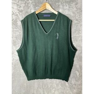 Vintage‎ Pinnacle Sweater Mens XXL Vest Green Golf 70s 80s Made in USA